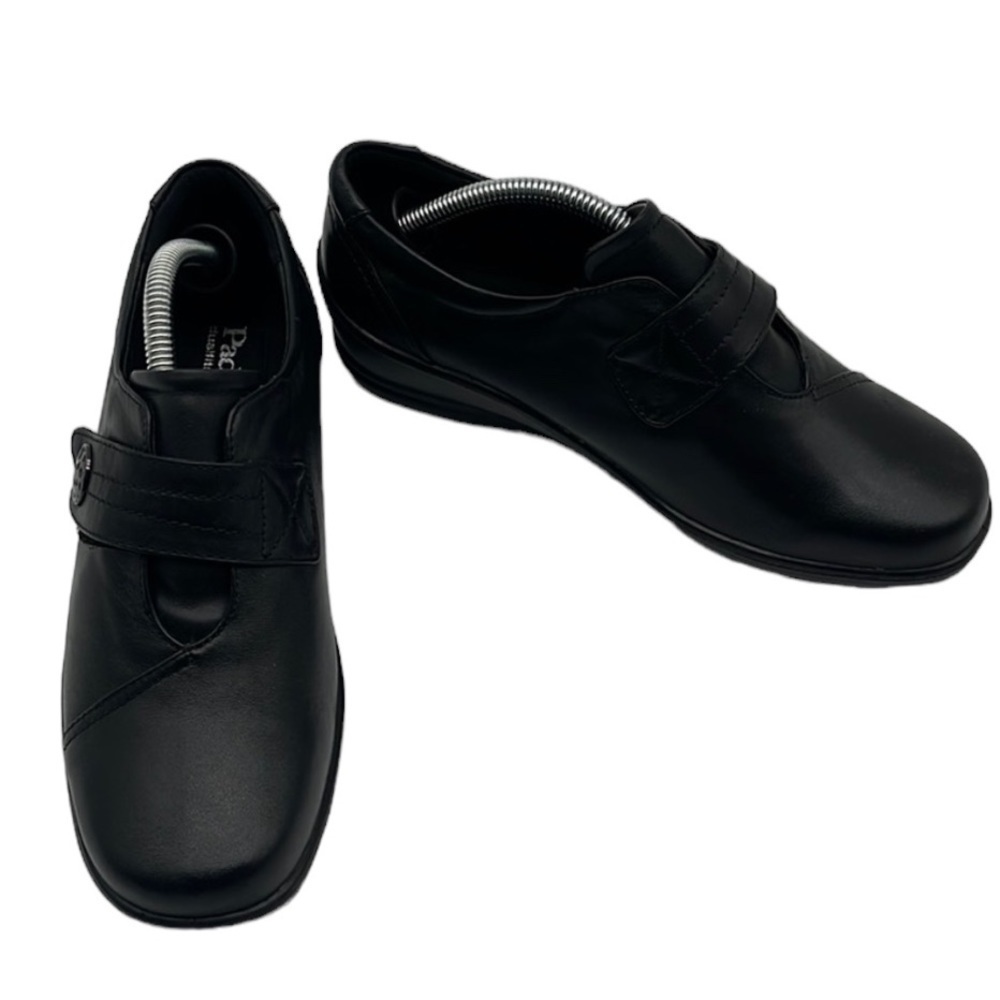 Padders UK Simone Black Leather Comfort Wedge Shoes Women's Sz UK 4 / US 6